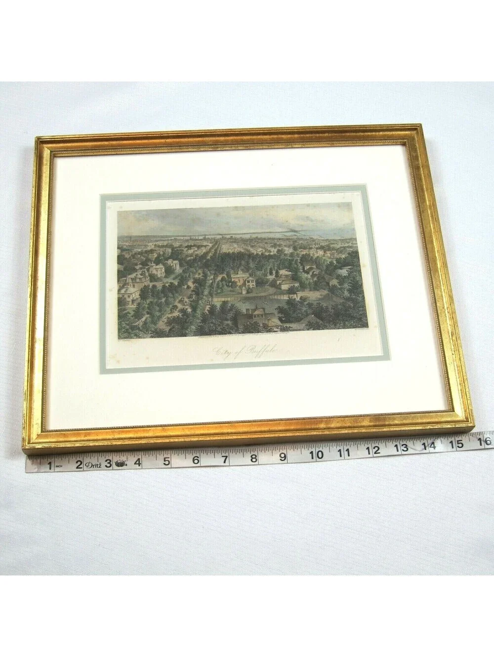 Antique 1872 Buffalo New York NY Steel Engraved Panoramic Print 15.5x13 Framed
